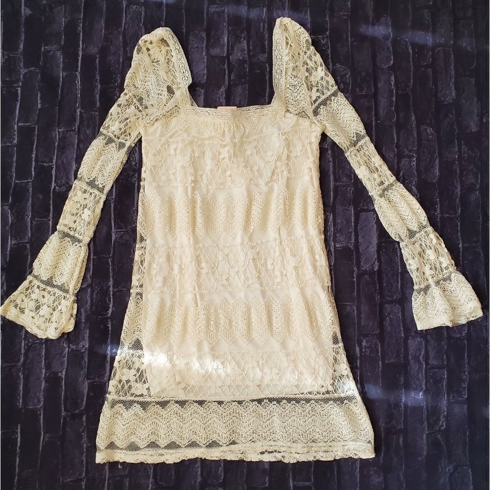 🔹️NWT Love Blossom Cream Lacy Long Sleeve Cottagecore Dress Medium
